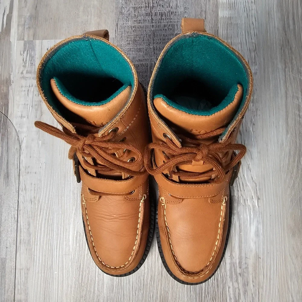 Polo Ralph Lauren Ranger Hi II Leather Boots Boys 4.5 Tan Womens 6 990908